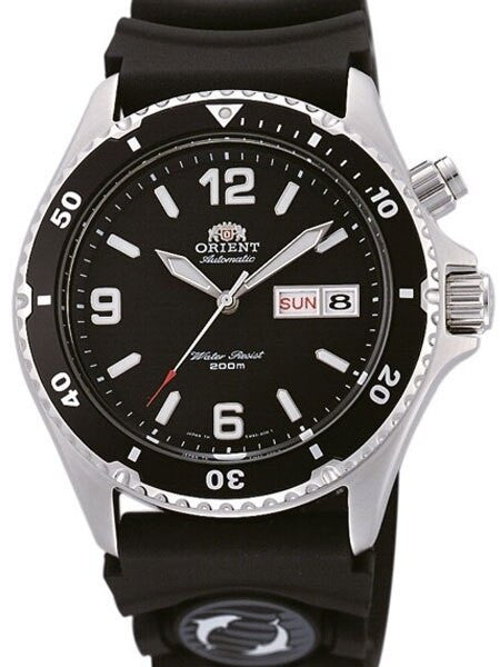Orient Black Dial Automatic Dive Watch with Rubber Dive Strap #EM65004B