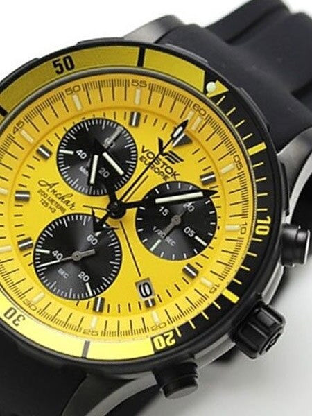 Vostok-Europe Anchar Mens Chronograph Dive Watch with Tritium Tube Illumination #5104185