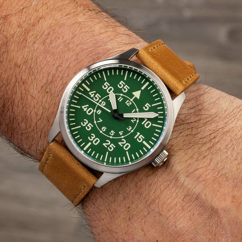 Islander Aviator Automatic Watch with Leather Strap and an Anti-Reflective Sapphire Crystal #ISL-87