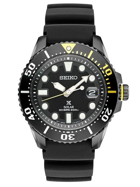 Seiko Prospex Black ion Solar Powered Dive Watch with 10-Month Power Reserve #SNE441