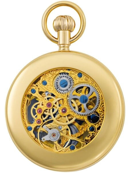 Charles-Hubert Mechanical Dual Time Pocket Watch with Sun-Moon Dial #3816