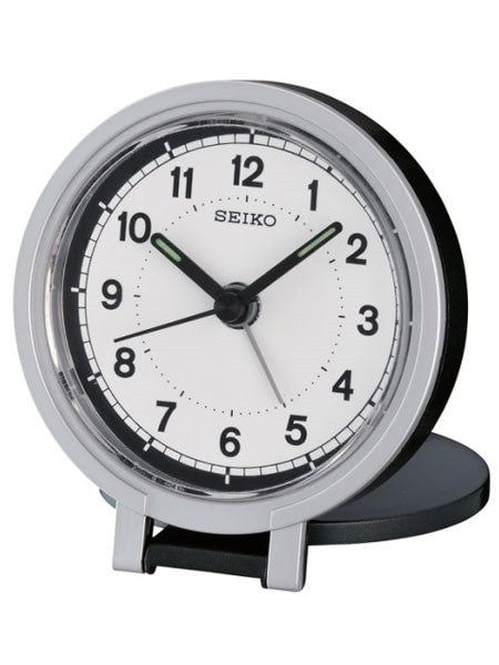 Seiko Travel Alarm Clock with Snooze, Dial Light and Fold-Out Stand #QHT011KLH