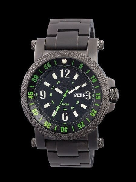 Reactor Fallout 2 Dive Watch with SuperLuminova Illumination and 45mm Matte Black Nitrided Case #56509