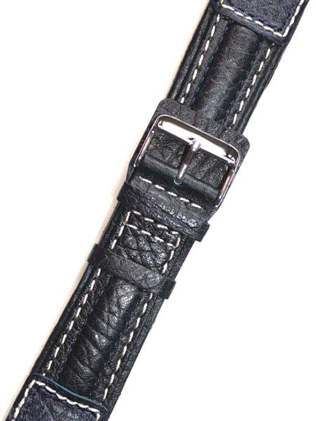 Chronissimo-Style Black Leather Strap with Heavy Padding #DM-30