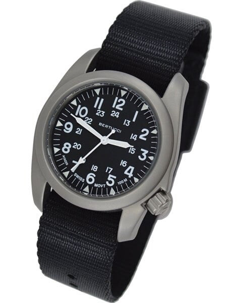 Bertucci A-2S Vintage with Swiss Movement, Black Dial, 40mm Stainless Steel Case #11500