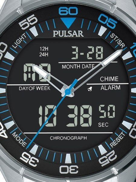 Pulsar On The Go Watch with Daily Alarm, Stopwatch, and Hourly Chime #PW6017