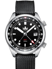 PHOIBOS Eagle Ray 300-Meter Dual-Time GMT Dive Watch with Double Dome AR Sapphire Crystal #PX023C