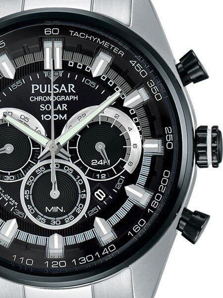 Pulsar Solar Quartz Chronograph Watch with Stopwatch and 24-Hour Sub-Dial #PX5033