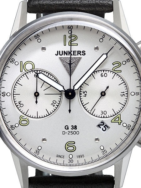 Junkers G38 Silver Dial, Quartz Chronograph with 60-Minute Timer #6984-1
