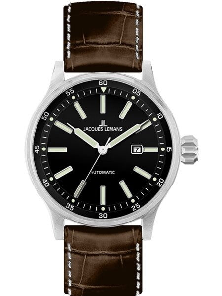 Jacques Lemans 48mm Porto Automatic Watch with a Black Dial #1