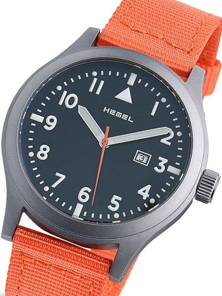 HEMEL Alpha Swiss ETA Quartz Field Watch with Matte Black Dial and Sapphire Crystal #HM6