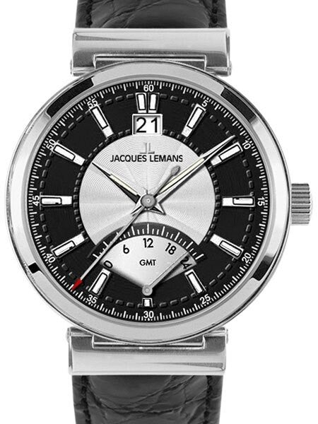 Jacques Lemans Verona Big Date Watch with Retrograde 24-Hour GMT Sub-Dial #1-1697A