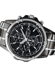 Seiko Essentials Solar IP Chronograph and Alarm with Black Dial #SSC143