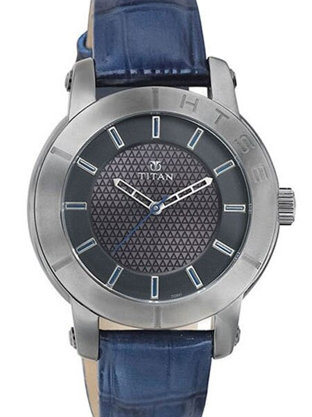 Titan HTSE Ladies Solar Powered Quartz Watch with Blue Hour Markers and a Leather Strap #2526QL02