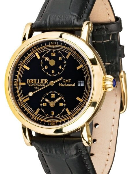 Brillier GMT Dual-Time Watch with 38mm Case Size and Onion Crown #BR-14