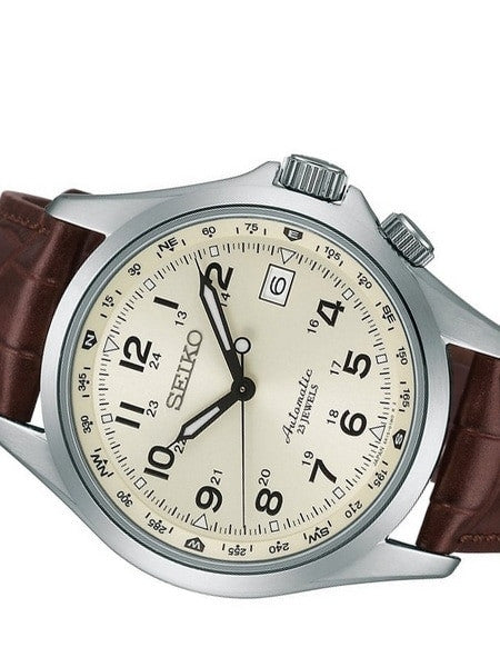 Seiko Creme Dial Automatic Field Watch with 40mm Case, and Compass Bezel  #SARG005