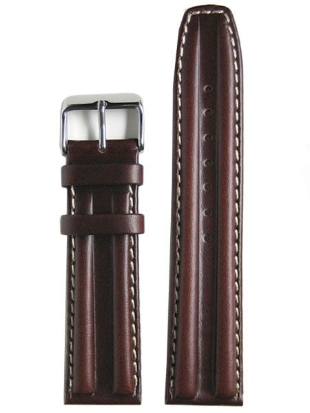 Toscana Brown Oil Tanned Double-Ridge Leather Watch Strap with Contrast Stitching #RB8-27380
