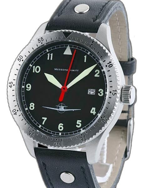 Messerschmitt 43mm Swiss Quartz Aviator Watch with Rotating Bezel #ME108DR