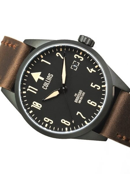 Collins 24-Jewel Automatic Aviator-Styled Watch with PVD Case and Sapphire Crystal #CW01211