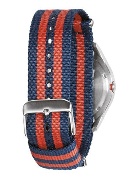 Nixon Quad Quartz Watch with Blue Dial and Red, Blue Nylon Strap #A344-1152