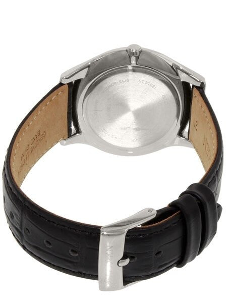 Citizen Thin Quartz Dress Watch with Black Dial and Leather Strap #BD0041-03E