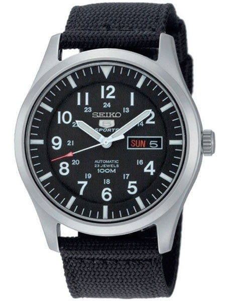 Seiko Military Black Dial Automatic Watch with 42mm Case, Black