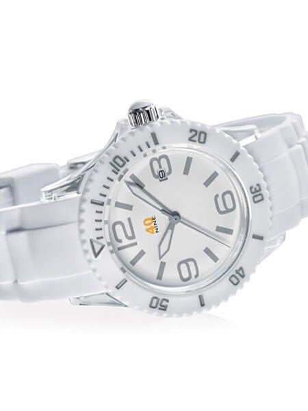 40Nine Clear Plastic 41.5mm Case with White Silicone Rubber Strap #40NINE03-ALLWHITE