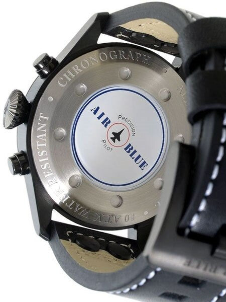 Air Blue Charlie Chronograph Pilot Watch with 44mm PVD Case, Sapphire Crystal #CHARLIECHRONOPVD