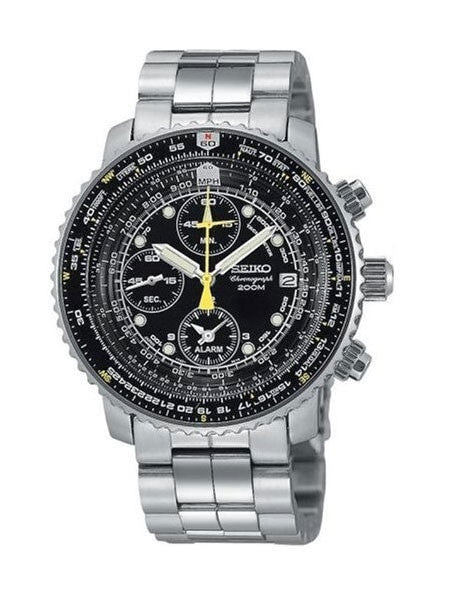Scratch and Dent - Seiko SND991 Quartz Flightmaster Chronograph Watch with Alarm Function