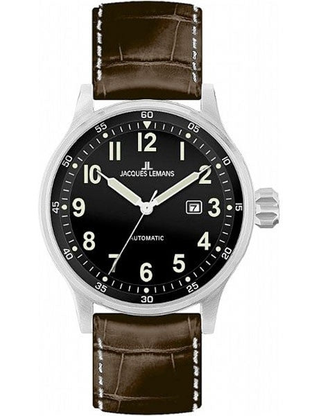 Jacques Lemans 48mm Porto Automatic Watch with a Black Dial #1-1723A