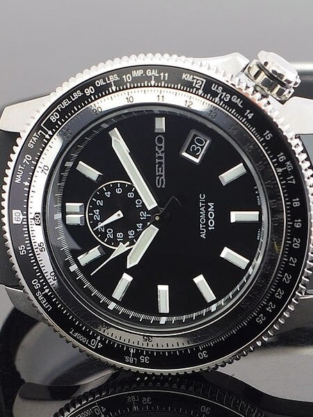 Seiko Superior Black Dial Hand Windable Automatic Watch with Slide Rule #SSA003K2