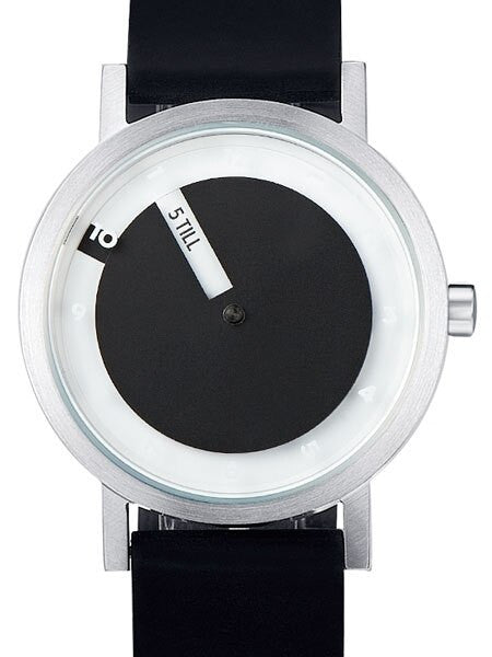 Projects 40mm Silver Till Quartz Watch with Black Silicone Strap #7215SL