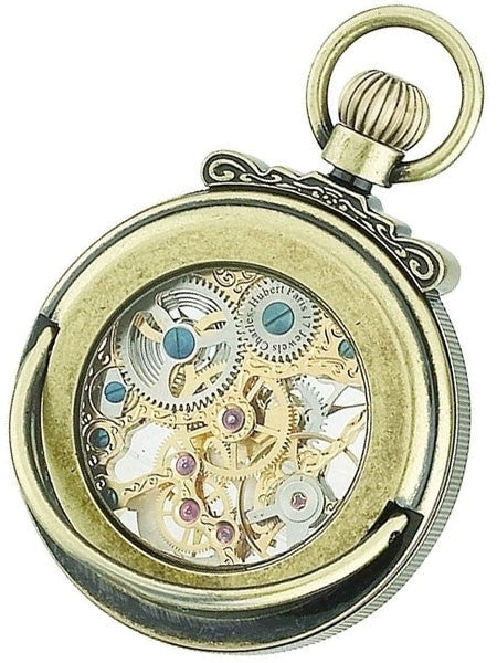 Charles-Hubert Mechanical Gold Tone Pocket Watch with Antiqued Case #3869G