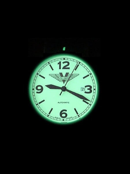 Vollmer W217 Winged Midnight Swiss Automatic with Luminous Dial, Hirsch Liberty Strap