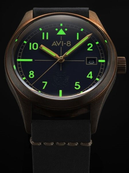 AVI-8 Flyboy Eagle Squadron Bronze Pilot Watch with an Automatic Movement, AR Sapphire Crystal  #AV-4071-02
