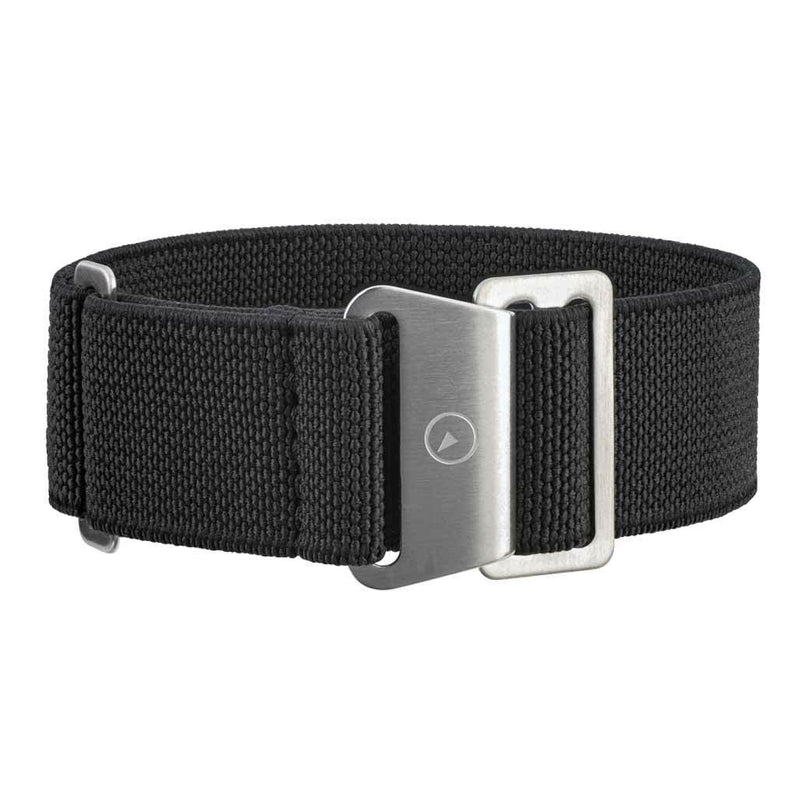 Black Elastic Woven Nylon Strap with Brushed Finish Steel Clasp #EWB-01-SS