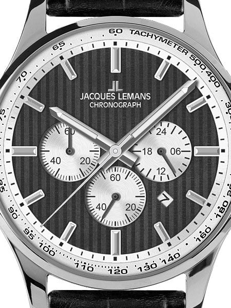 Jacques Lemans London 44MM Chronograph with Black Striped Dial #1-1735E