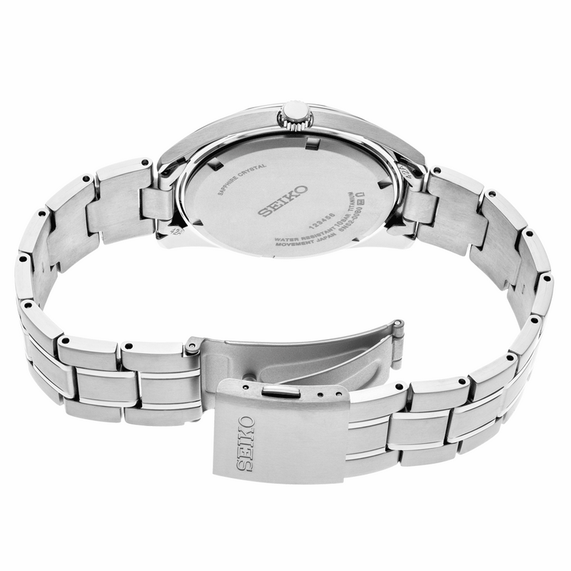 Seiko 40mm Titanium Quartz Watch with Sapphire Crystal and Titanium Bracelet SUR373
