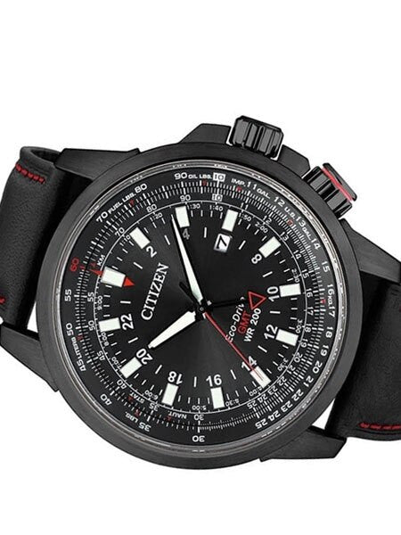 Citizen Eco-Drive Aviator GMT Watch with Inner Slide Rule Bezel #BJ7075-02E