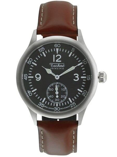 Techne 39.5mm Merlin Quartz Aviator Watch with Onion Crown and Small Seconds #246.053
