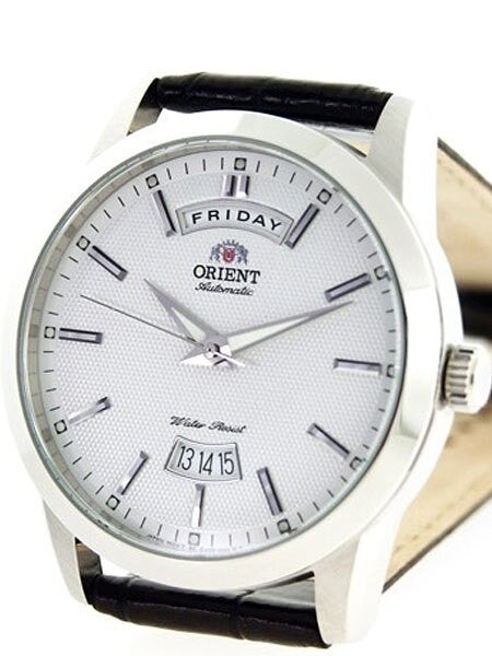 Orient Union 21-Jewel Automatic Day and Date Watch with White Dial and Brown Strap #EV0S005W