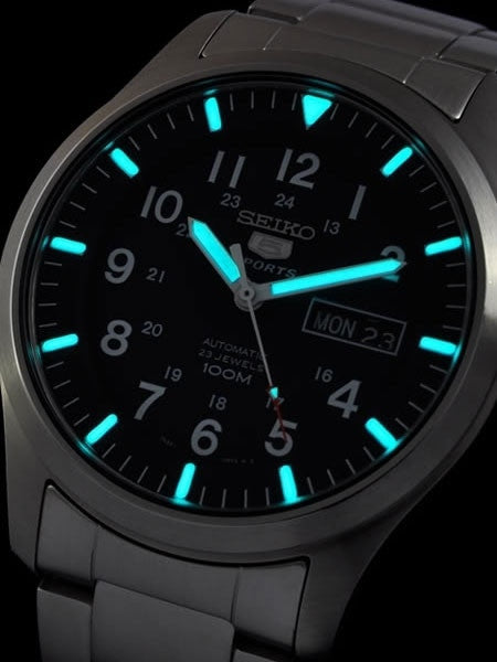Seiko Military Black Dial Automatic Watch with 42mm Case, and SS Bracelet  #SNZG13K1