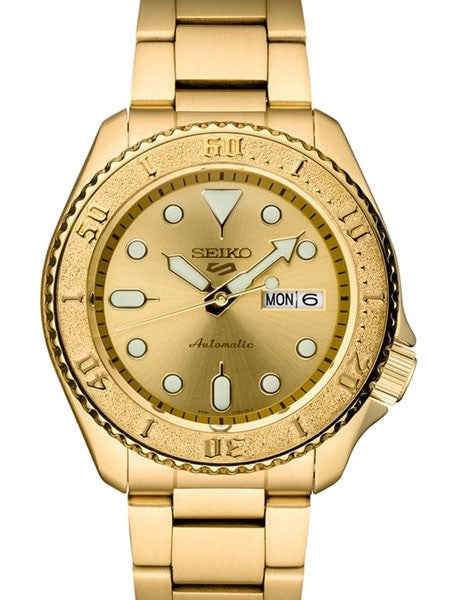 Seiko 5 Sports 24-Jewel Automatic Watch with Goldtone Case, Dial, Bracelet #SRPE74
