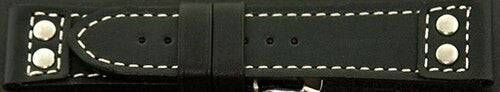 Toscana Black Italian Calf Leather Watch Strap with Rivets at the Lugs PT-30