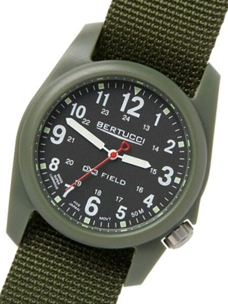 Bertucci DX3 Field Resin Watch, Olive Green Nylon Strap, Black Dial - 11018
