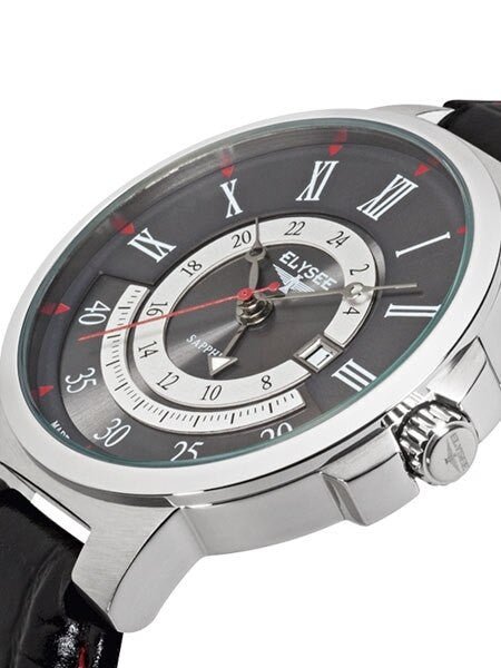 Elysee Marathon Swiss Quartz Dress GMT Dual Time Watch with Sapphire Crystal #17006E