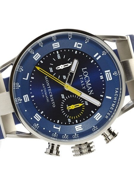 Locman Montecristo 100 Meter Automatic Chronograph Watch with 44mm Case #514BLYLBLR