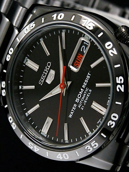 Seiko 5 Automatic Black PVD Watch with a Matching PVD Bracelet #SNKE03K1