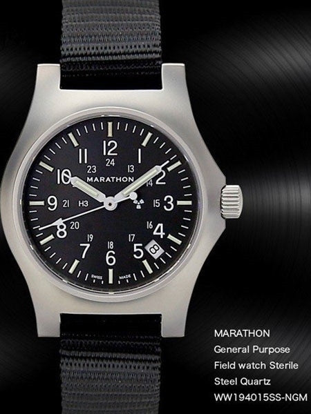 Marathon High Torque Quartz Military General Purpose SS Watch with Tritium Illumination #WW194015SS-NGM