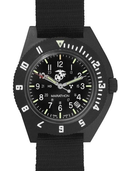 Marathon Swiss Made Quartz USMC Military Navigator Watch with Tritium Illumination #WW194013BK-USMC